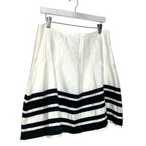 Camille La Vie A-line 100% Linen full skirt White and Black Sz 12